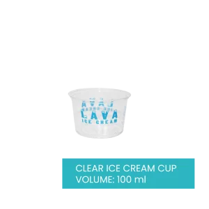 100 Pack of Disposable Clear Plastic Cups Icecream Cups, 100ml Size