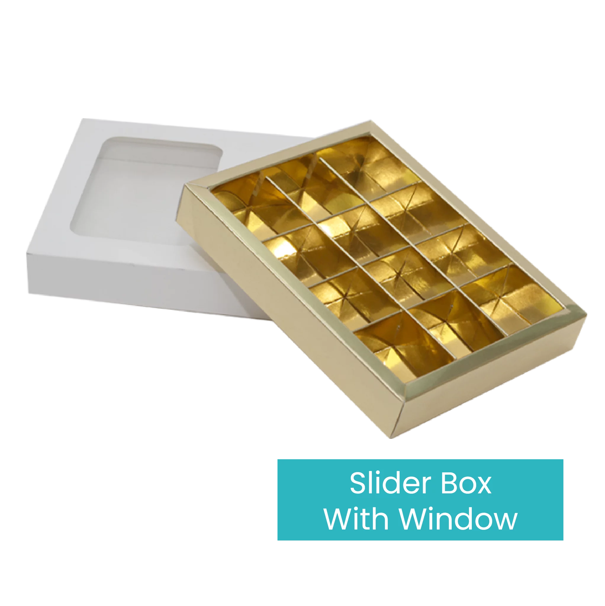 Gold Chocolate Boxes | Slider Box With Window | 12 Cavity I Superior Pack UAE